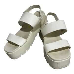 ALDO white faux leather platform sandals casual beachy adjustable comfort US 9M